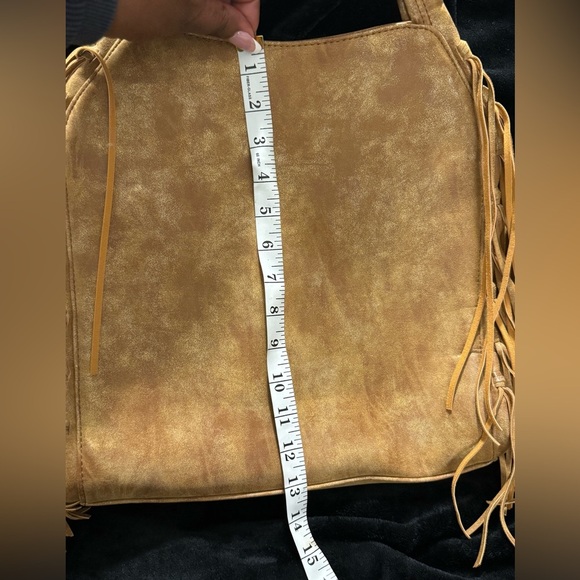 STEVEN-BY STEVE MADDEN GOLD STUD FRINGE HANDBAG - Picture 4 of 15